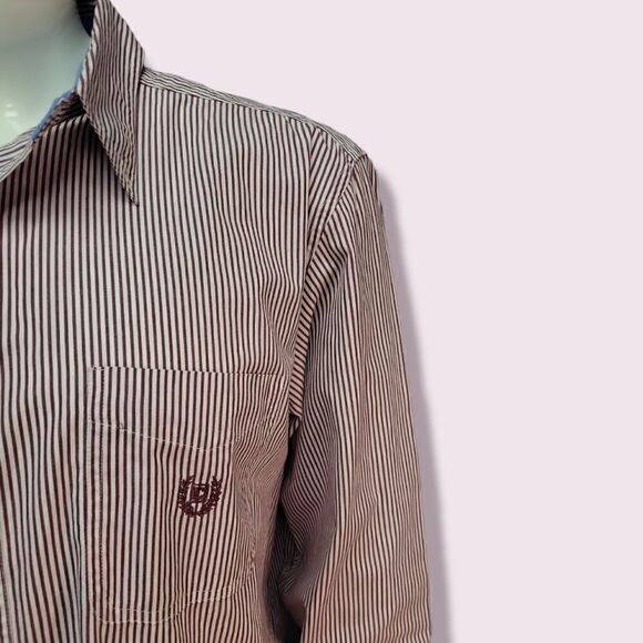 Chaps Red and White Striped Button Up   | Size XL - Picture 3 of 9